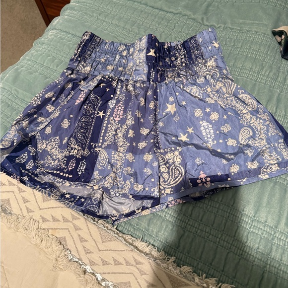 FP Movement by Free People Pants - FP Movement by Free People Blue Patchwork Paisley Athletic Shorts